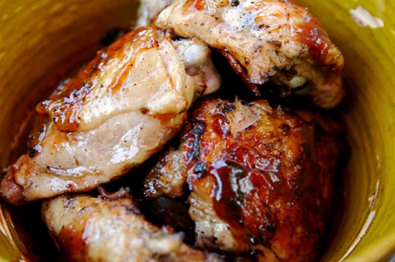 Porky Down’s chicken thighs with garlic butter