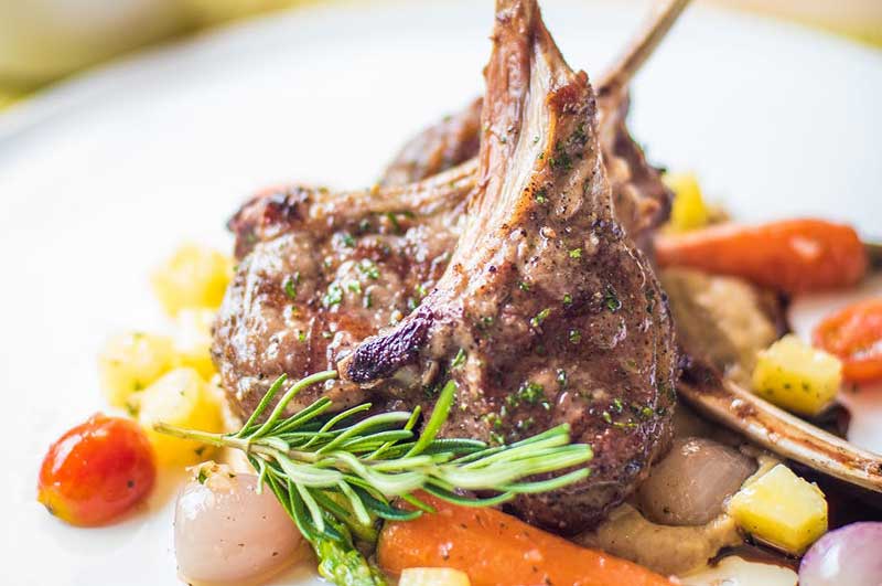 Porky Down’s sticky lamb chops with a sticky orange glaze